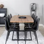 Spisegruppe Venture Home Ina med 8 Pobbie Stoler Sort