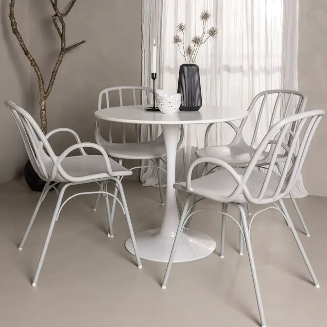 Spisegruppe Venture Home Hamden Ø80 cm med 4 Dyrön Stoler
