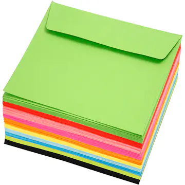Fargede Konvolutter Creativ Company Ass Farger Str 16x16 cm 10x10 Stk/1 Pk