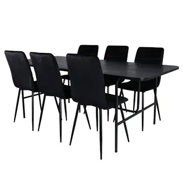 Spisegruppe Venture Home Chicago med 6 Walerina Stoler Fløyel