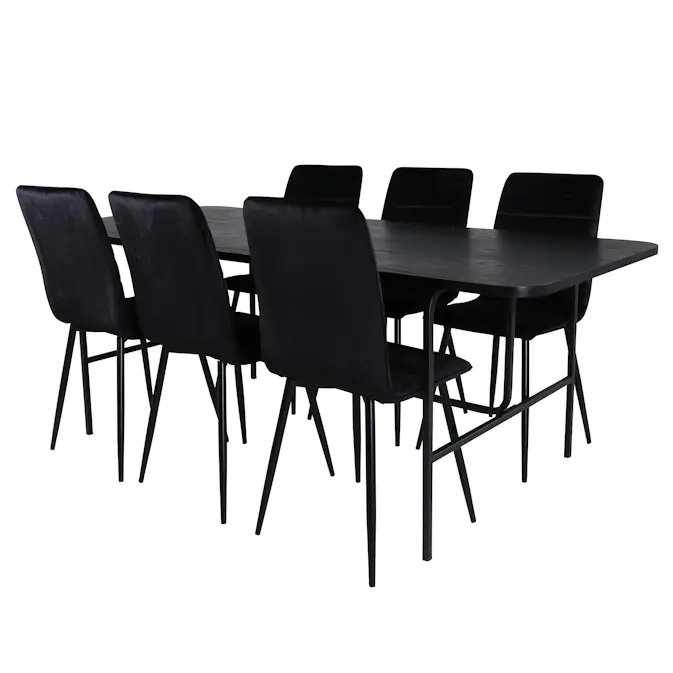 Spisegruppe Venture Home Chicago med 6 Walerina Stoler Fløyel