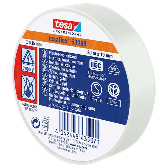 Isolasjonstape Tesa Hvit 19 mm x 20 m