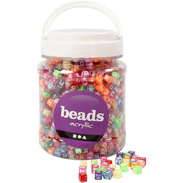 Bokstavperler Creativ Company Ass Farger Str 7x7x7 mm Hullstr 3 mm 700 ml/1 Pk