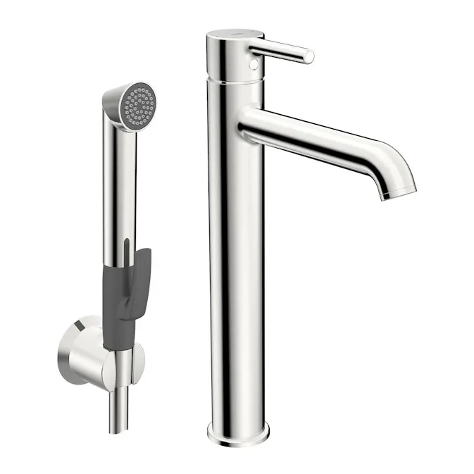 Tvättställsblandare Oras Optima Style 2602FH Hög med Självstängande Handdusch