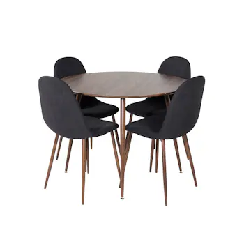 Spisegruppe Venture Home Plake med 4 Pobbie Stoler Polyester Rundt