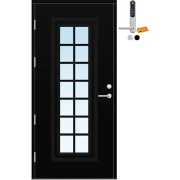 Ytterdør Bygg1 Fjord 06 Klarglass med Yale Doorman Classic Home