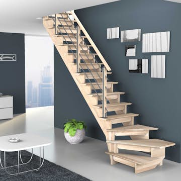 Hemstrapp Byggera Auvergne L-form inkl. Barnesikring og Trapperekkverk