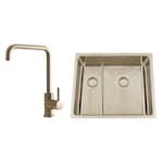 Kjøkkenvask Nordic Tech Titan 53 KHX Nickel med Kjøkkenbatteri Steel Square