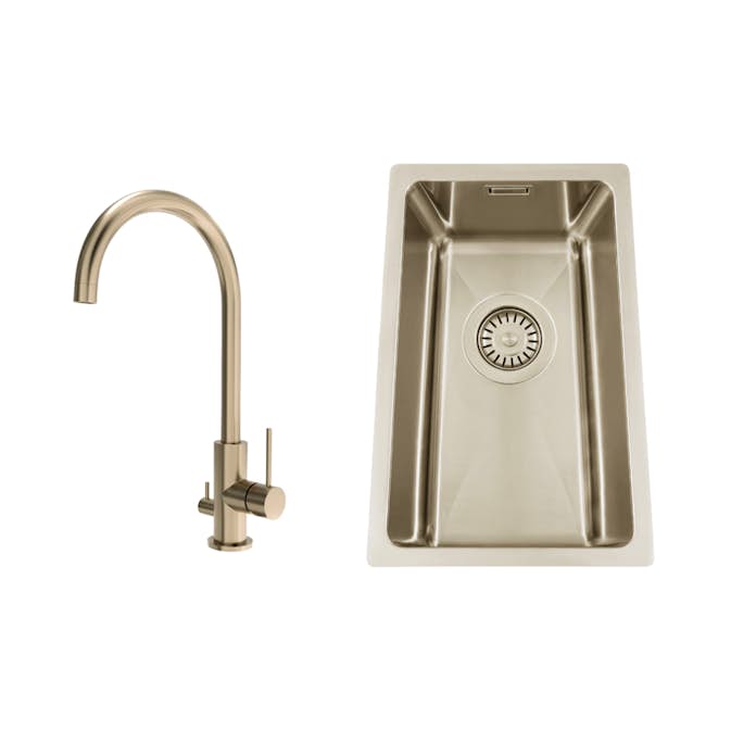 Kjøkkenvask Nordic Tech Titan 230 X med Kjøkkenbatteri Steel Equip D