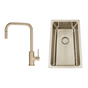 Kjøkkenvask Nordic Tech Titan 230 X med Kjøkkenbatteri Steel Accent Square D