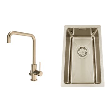 Kjøkkenvask Nordic Tech Titan 230 X med Kjøkkenbatteri Steel Mood D