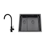 Kjøkkenvask Nordic Tech Titan 53 KHX Nickel med Kjøkkenbatteri Steel Equip D