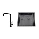 Kjøkkenvask Nordic Tech Titan 53 KHX Nickel med Kjøkkenbatteri Steel Mood D