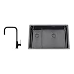 Kjøkkenvask Nordic Tech Titan 73 KHX Nickel med Kjøkkenbatteri Steel Accent Square D