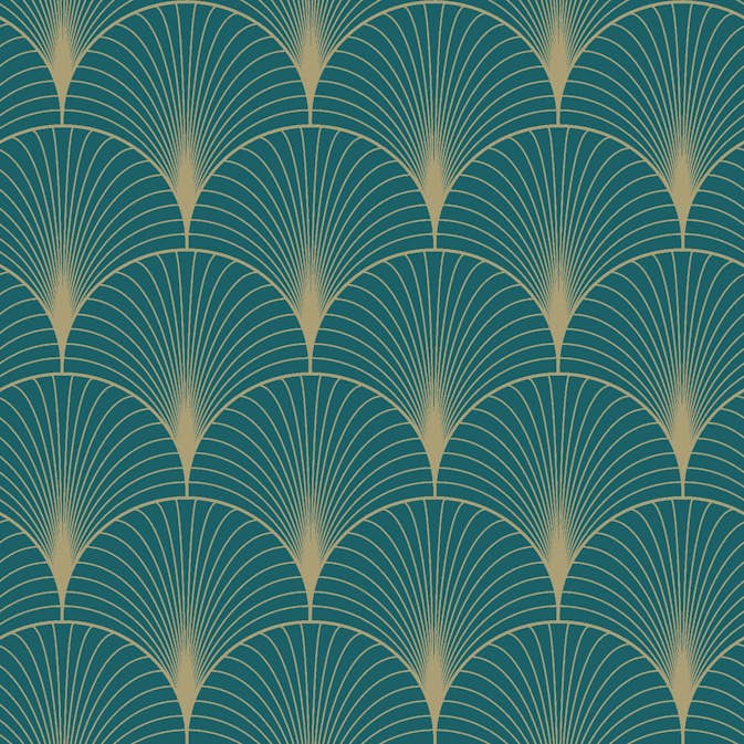 Tapet ESTAhome Art Deco Blå/Gull