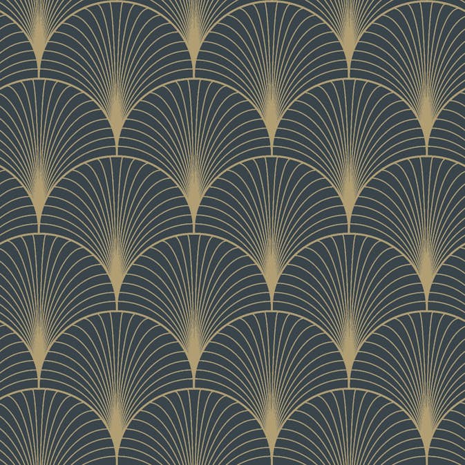 Tapet ESTAhome Art Deco Mørkeblå/Gull