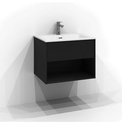 Tvättställsskåp Svedbergs Epos 60x45 med 1 Låda och Öppen Förvaring