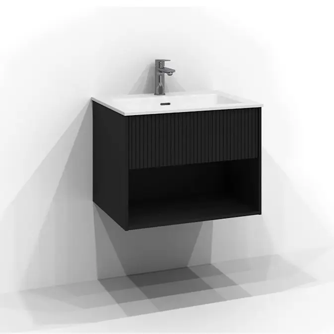 Tvättställsskåp Svedbergs Epos 60x45 med 1 Låda och Öppen Förvaring