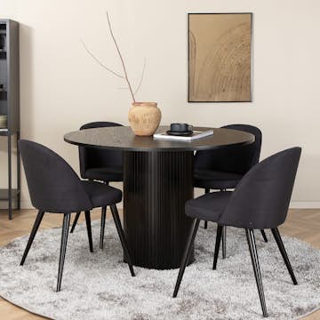 Spisegruppe Venture Home Bianca Rund Sort med 4 Valentina Stoler