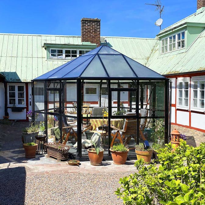 Drivhus Metalcraft 12,6 kvm Sort Hexagon