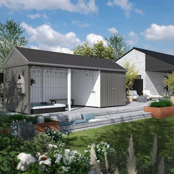 Utebod PLUS Classic Multi Hagehus 3 Moduler Enkeldør Åpen 14,5m2