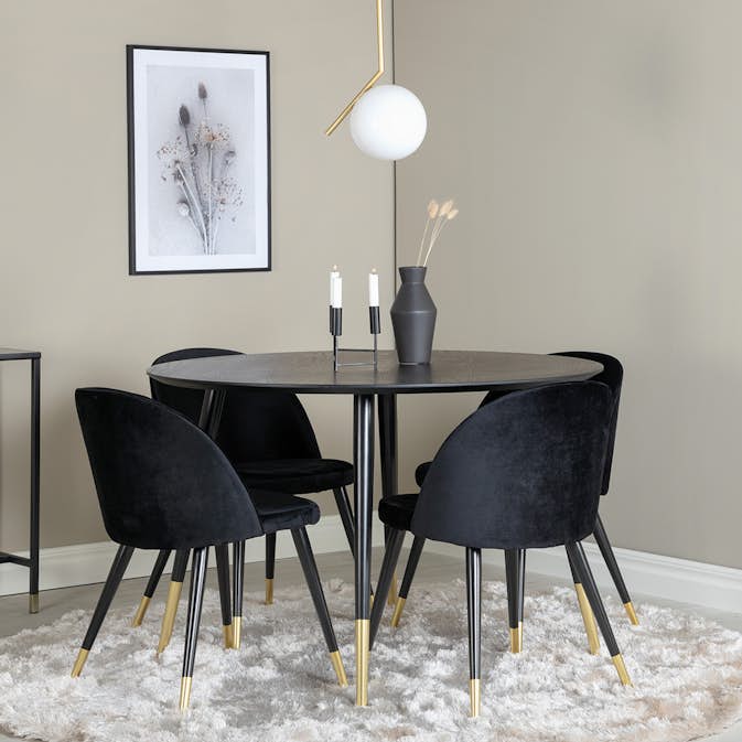 Spisegruppe Venture Home Dipp med 4 Velvet Stoler Rundt