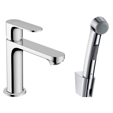 Servantbatteri Hansgrohe Rebris S 1-greps 110 med Bidethånddusj og Dusjslange 160 cm uten Bunnventil