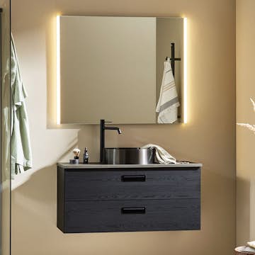 Servantskap Noro Relounge Sort Trestruktur med Benkeplate Sementgrå