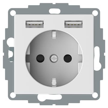 Stikkontakt Schneider Electric Exxact 2xUSB