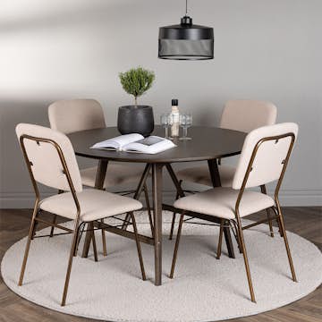 Spisegruppe Venture Home Kaseidon Ø100 cm med 4 stk Seda Stoler