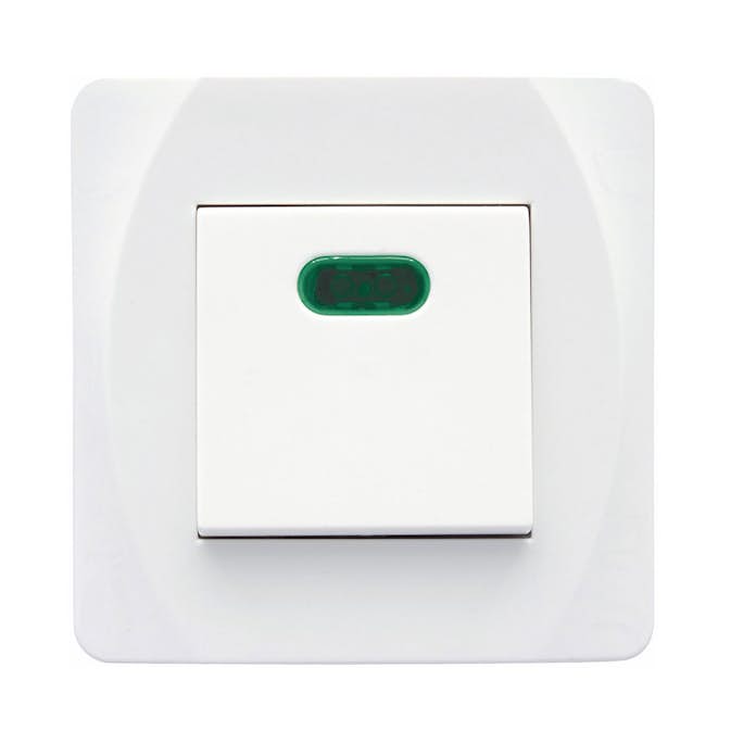 Strømbryter Malmbergs Nova Innfelt 2-Polet Lysindikator Hvit