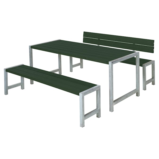 Hagebenksett PLUS Plank 186 cm Grønn