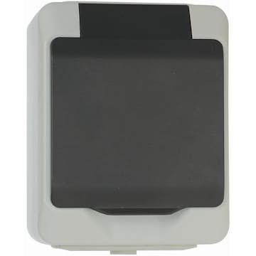 Stikkontakt Malmbergs Nordic 1-Veis m/Lokk IP44 Grå/Sort