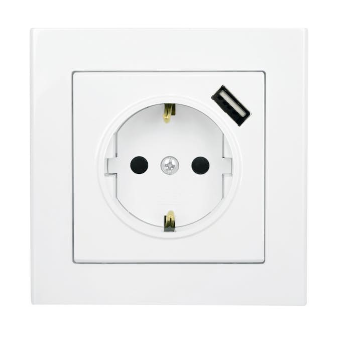 Stikkontakt Malmbergs Optima 1-veis + 1xUSB Skrutilkobling