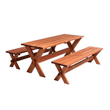 Utemøbler Spisegruppe Eden Wood Rättvik Benkebord med Kryssben