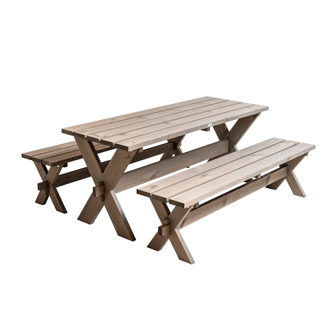 Utemøbler Spisegruppe Eden Wood Rättvik Benkebord med Kryssben