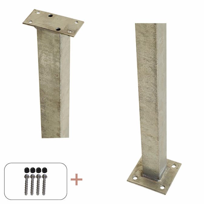 Stålstolpe PLUS med Fot til Rekkverk med Bolter/Muttere 4,5 x 4,5 cm
