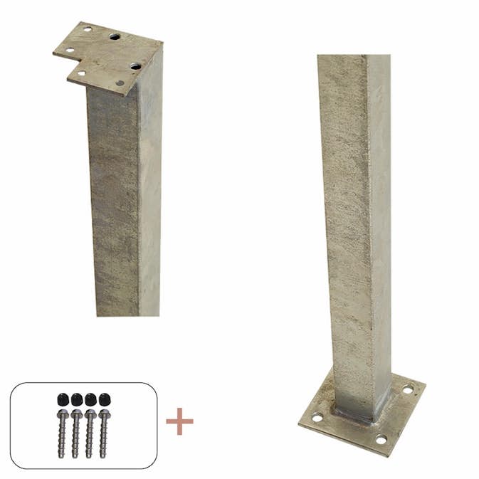 Stålstolpe PLUS Hjørne med Fot til Rekkverk 4,5 x 4,5 cm