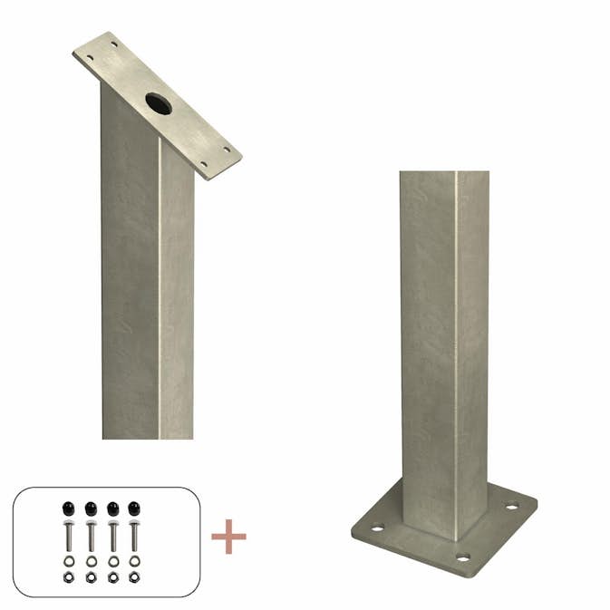 Stålstolpe PLUS med Fot til Trapperekkverk med Bolter 4,5 x 4,5 cm