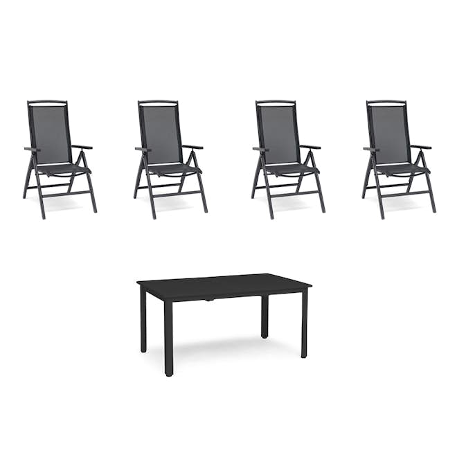 Spisegruppe Hage Hillerstorp Nydala 4stk Posisjonstoler med Utrekkbart Hagebord 90x150-200 cm