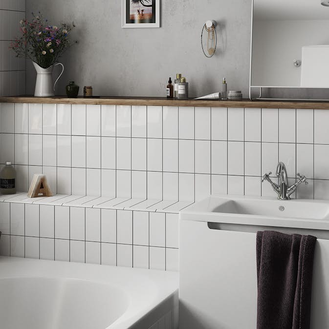 Fliser Lhådös Sekel hvit blank 7,5x15 cm