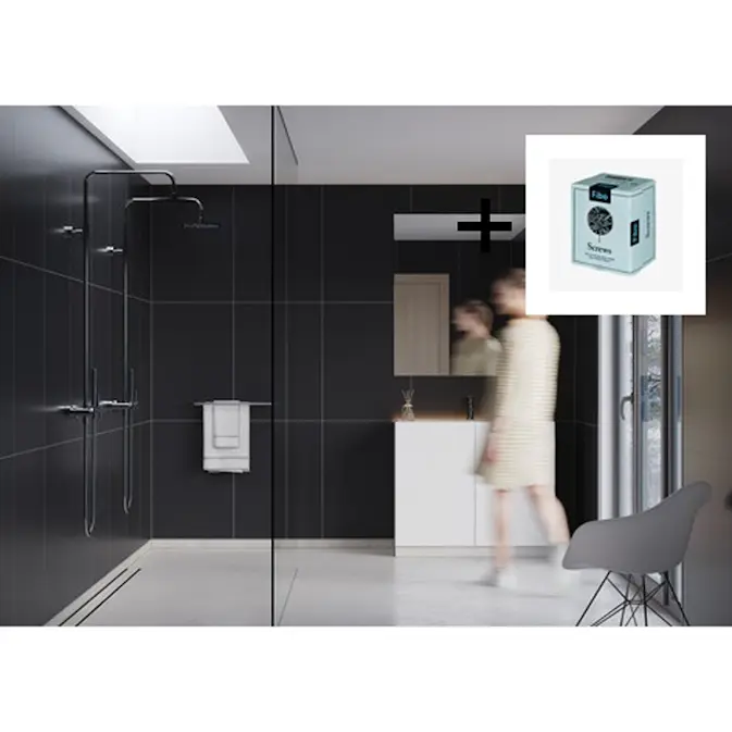 Baderomspanel Fibo 2024-M6080 S Black med Monteringsskruer