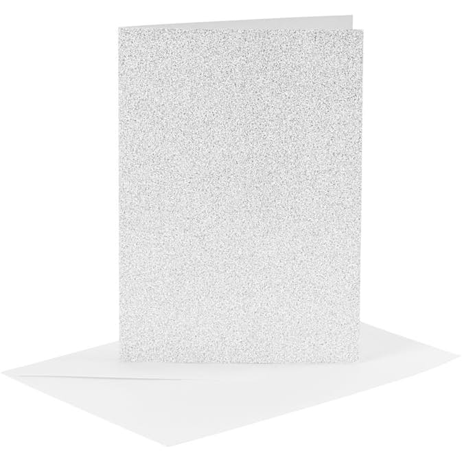 Kort Creativ Company og Konvolutt Glitter Kortstr 10,5x15 cm Konvstr 11,5x16,5 cm 4 sett/1 Pk