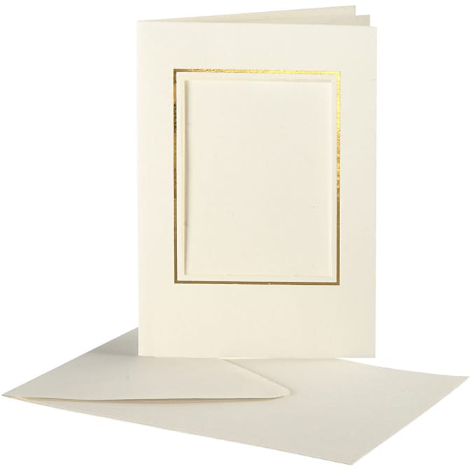 Passepartoutkort Creativ Company med kuvert Kortstørrelse 10,5x15 cm Firkantet utskjæring med guldkant