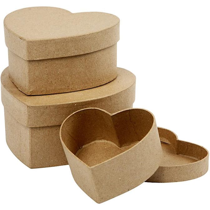 Håndlagde Esker Creativ Company Pappesker Hjerte 3 stk/ 1 Sett