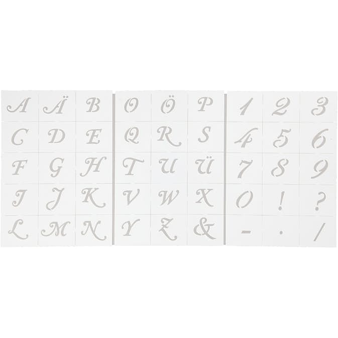 Sjablonger Creativ Company Bokstaver Og Tall A5 148x210 mm 3 Ark/1 Pk