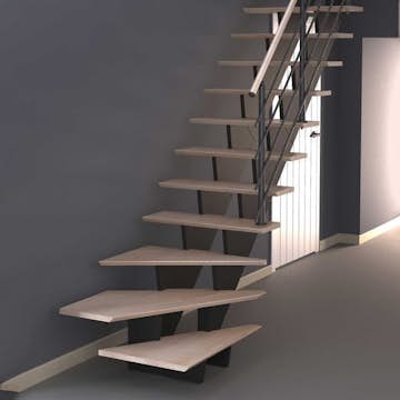 Plassbesparende Trapp Byggera Biax L-form inkl. Trapperekkverk