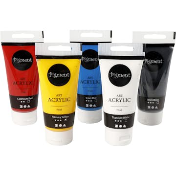 Akrylmaling Creativ Company Pigment Art Grunnfarger 5 stk 75 ml/1 Pk