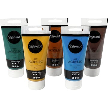 Akrylmaling Creativ Company Pigment Ass Farger Naturfarger 5 stk 75 ml/1 Pk