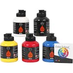 Akrylmaling Creativ Company Pigment Art School Primærfarger 5 stk 500 ml/1 Pk